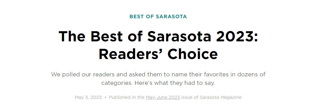 Sarasota Magazine Best of Sarasota 2023 | MJ’s Best Bradenton Restaurant