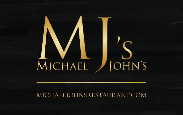 Michael John’s French-American Steakhouse gift card with elegant gold MJ’s logo on a black background